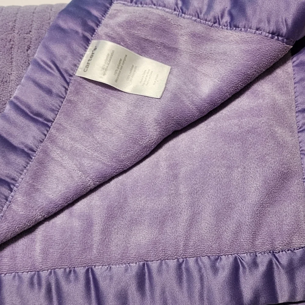 Carter's purple plush blanket I love my family Elephant Giraffe